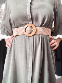 Thumbnail for Sandy Belt - Natural with Brown Timber Round Buckle