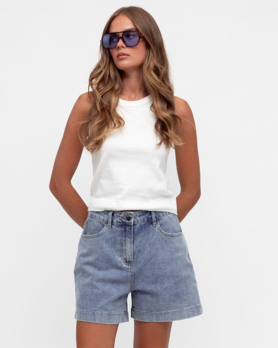 Roma Denim Shorts - Light Blue